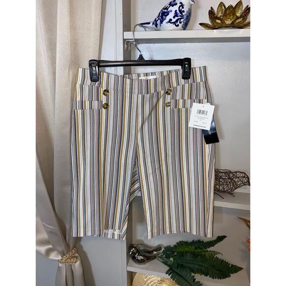 NWT Bermuda 89th + Madison $49 Striped Multi White Comfort Waist M Shorts - Picture 4 of 8